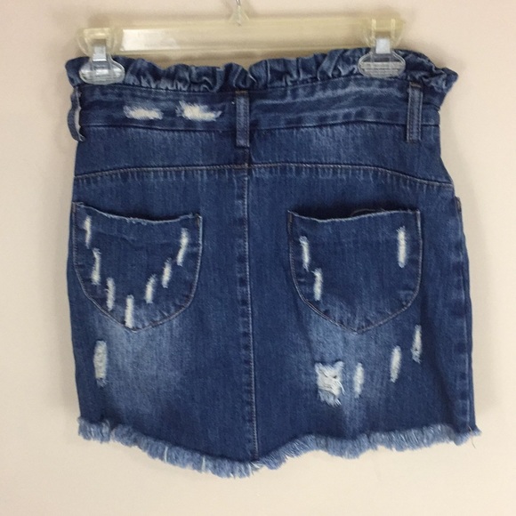 Hayden Distressed Paper bag Waist Denim High Waisted Jean Skirt Small - Picture 6 of 11